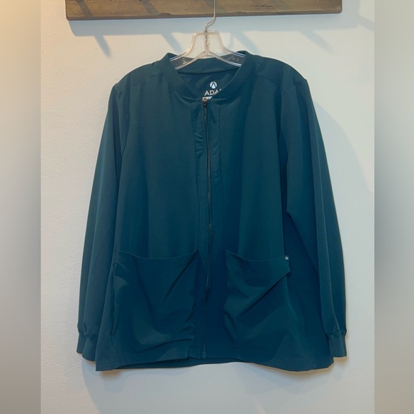 Adar Scrubs for Women Zippered Bomber Scrub Jacket size XL Caribbean blue - Picture 1 of 9
